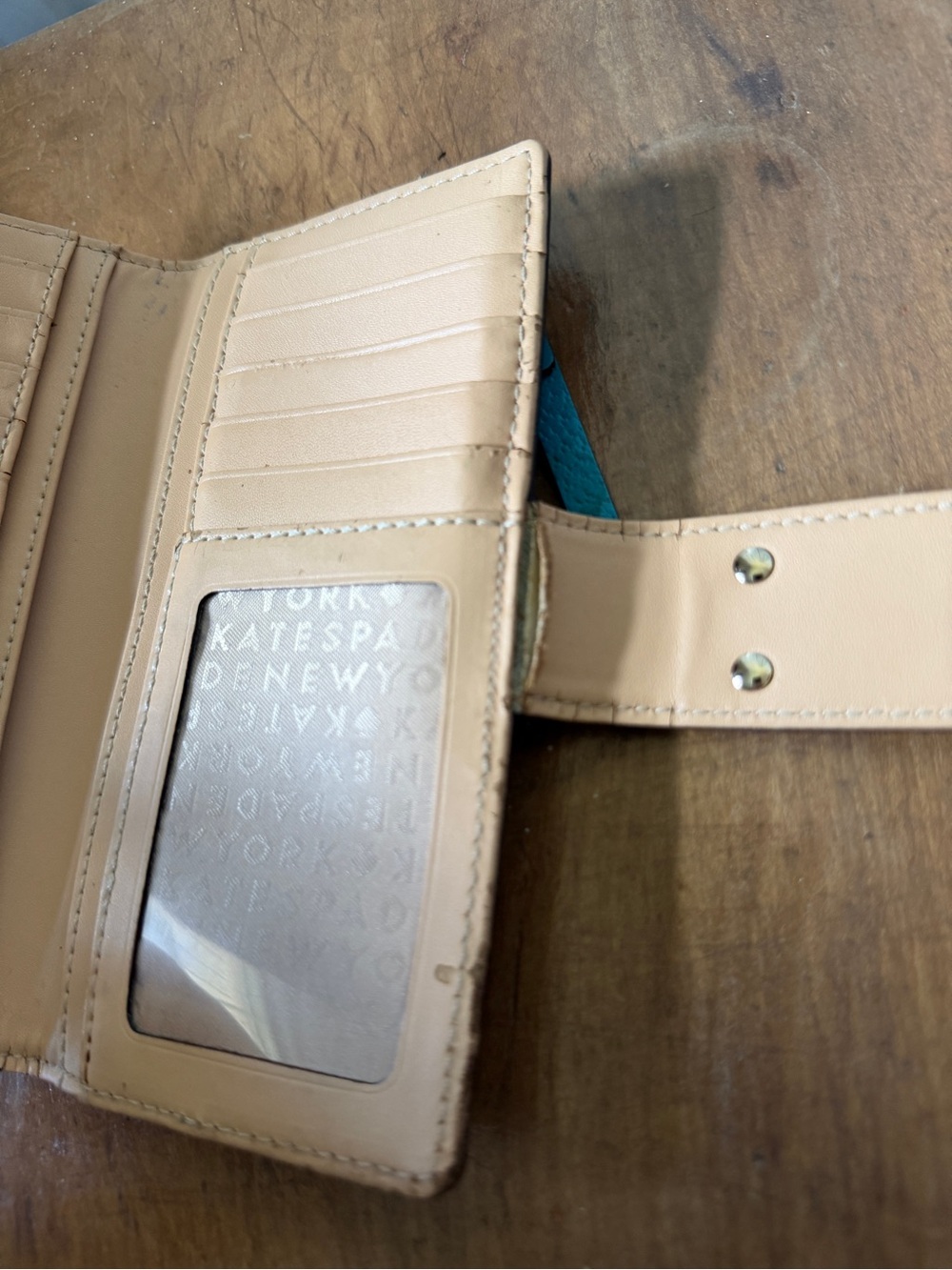 kate spade turquoise pebble leather snap continental wallet - Picture 5 of 6